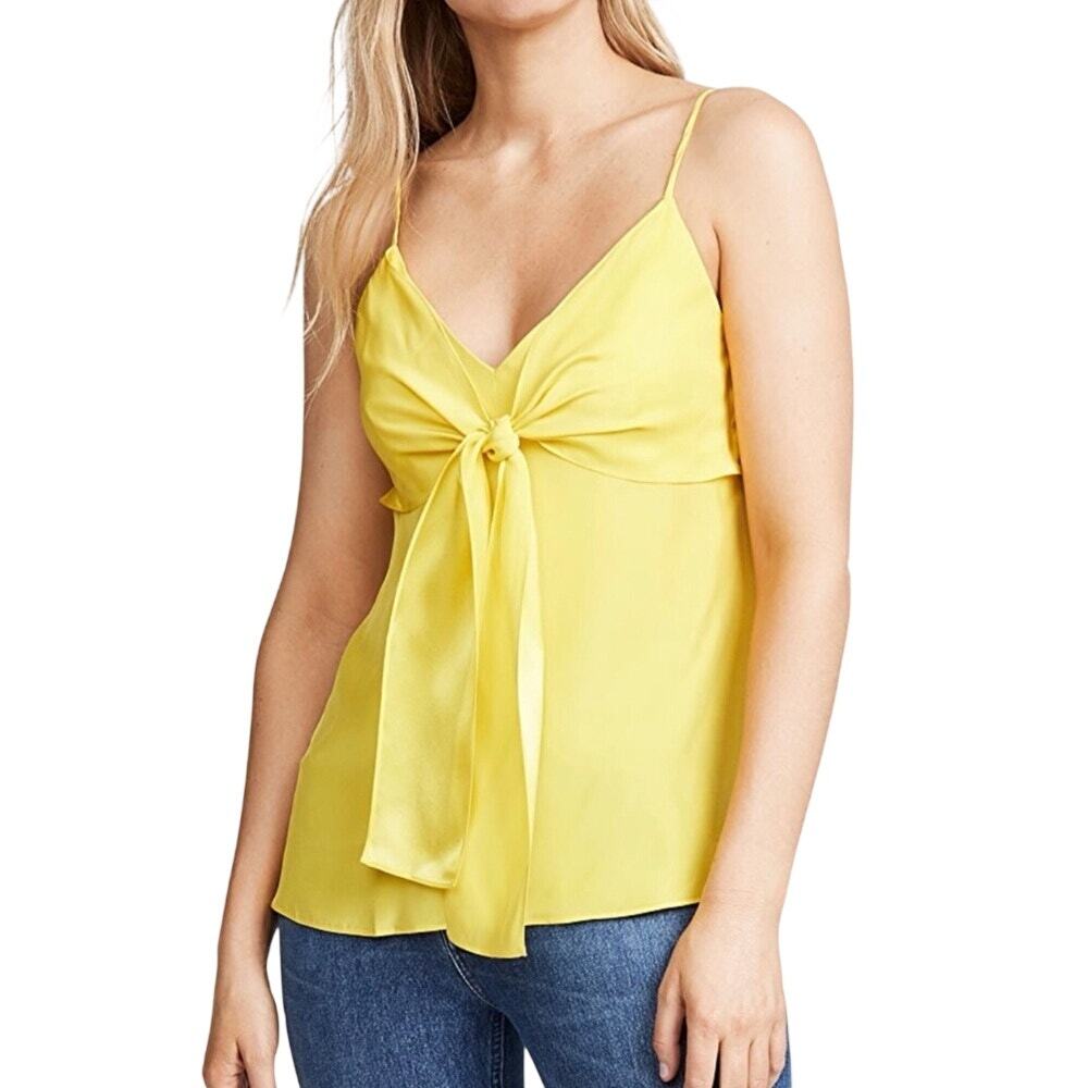Amanda Uprichard Yellow 100% Silk Bow Bright Summer Chic Pretty Vibrant Cami
